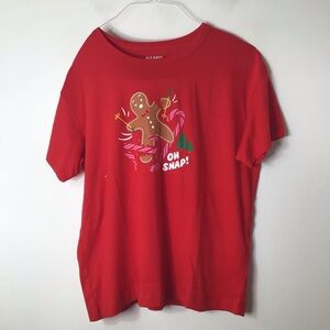 Old Navy Bright Red Crewneck Tee with White Logo Print